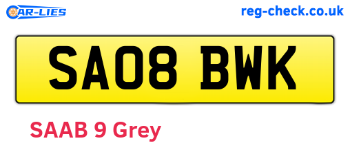 SA08BWK are the vehicle registration plates.