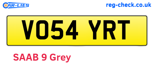 VO54YRT are the vehicle registration plates.