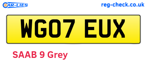 WG07EUX are the vehicle registration plates.