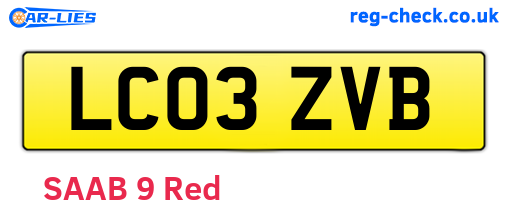LC03ZVB are the vehicle registration plates.