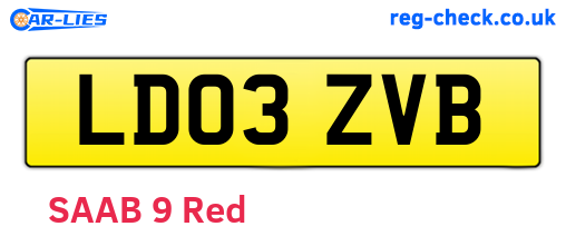 LD03ZVB are the vehicle registration plates.