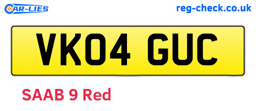 VK04GUC are the vehicle registration plates.