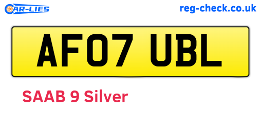 AF07UBL are the vehicle registration plates.