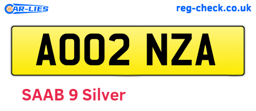 AO02NZA are the vehicle registration plates.