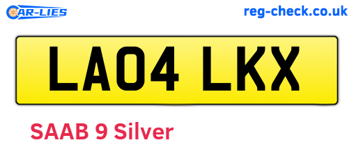 LA04LKX are the vehicle registration plates.