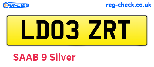 LD03ZRT are the vehicle registration plates.
