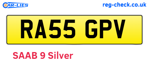 RA55GPV are the vehicle registration plates.