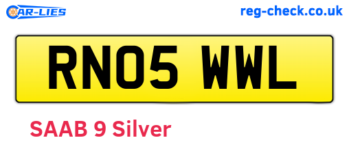 RN05WWL are the vehicle registration plates.
