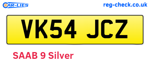 VK54JCZ are the vehicle registration plates.
