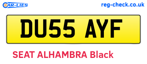 DU55AYF are the vehicle registration plates.