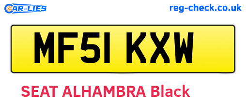 MF51KXW are the vehicle registration plates.