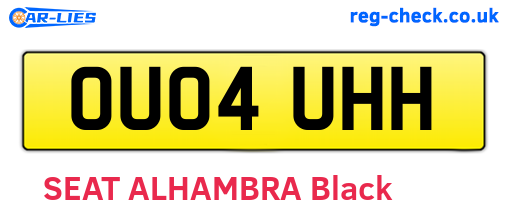 OU04UHH are the vehicle registration plates.