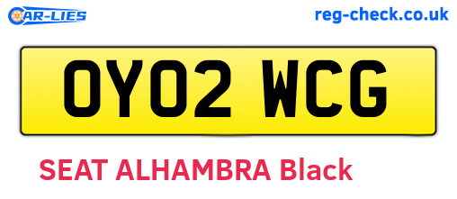 OY02WCG are the vehicle registration plates.