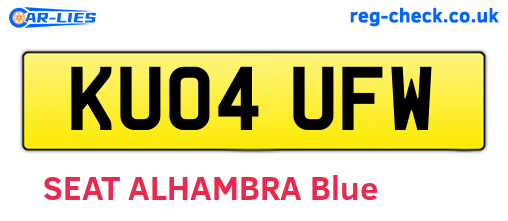 KU04UFW are the vehicle registration plates.