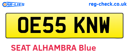 OE55KNW are the vehicle registration plates.