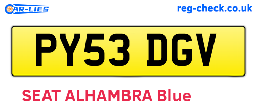 PY53DGV are the vehicle registration plates.