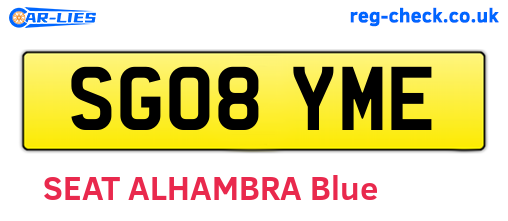 SG08YME are the vehicle registration plates.