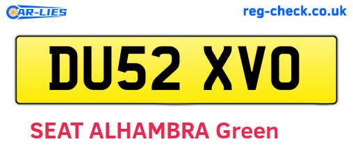 DU52XVO are the vehicle registration plates.