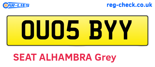 OU05BYY are the vehicle registration plates.