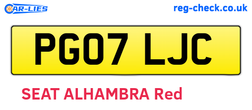 PG07LJC are the vehicle registration plates.