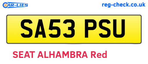 SA53PSU are the vehicle registration plates.