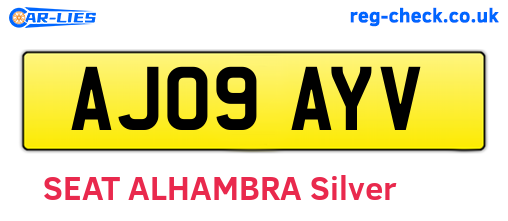 AJ09AYV are the vehicle registration plates.