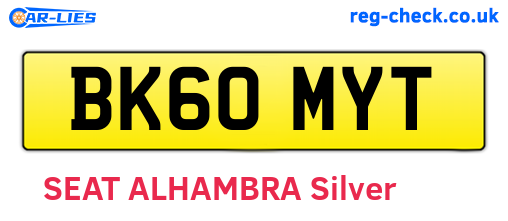 BK60MYT are the vehicle registration plates.