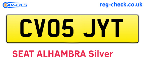 CV05JYT are the vehicle registration plates.