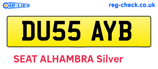 DU55AYB are the vehicle registration plates.
