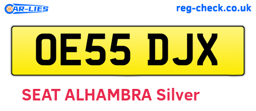 OE55DJX are the vehicle registration plates.