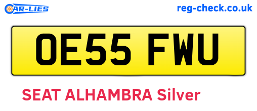 OE55FWU are the vehicle registration plates.