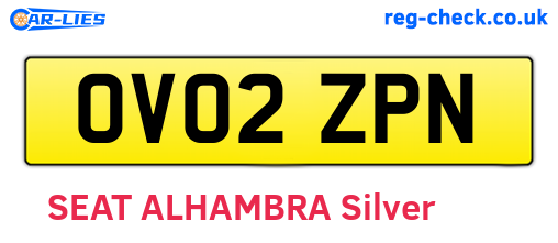 OV02ZPN are the vehicle registration plates.