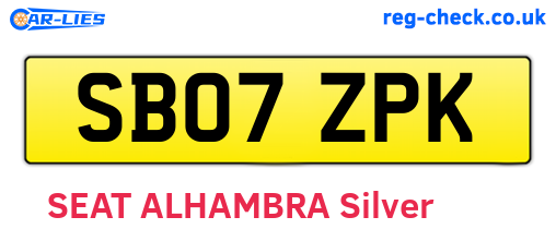 SB07ZPK are the vehicle registration plates.
