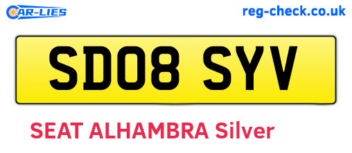 SD08SYV are the vehicle registration plates.
