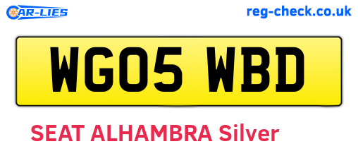 WG05WBD are the vehicle registration plates.