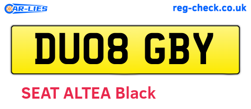 DU08GBY are the vehicle registration plates.
