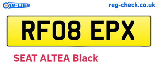 RF08EPX are the vehicle registration plates.
