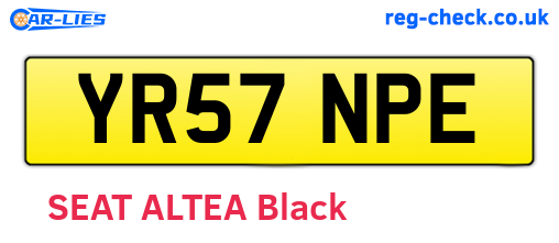 YR57NPE are the vehicle registration plates.