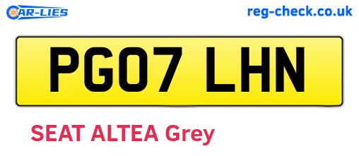 PG07LHN are the vehicle registration plates.
