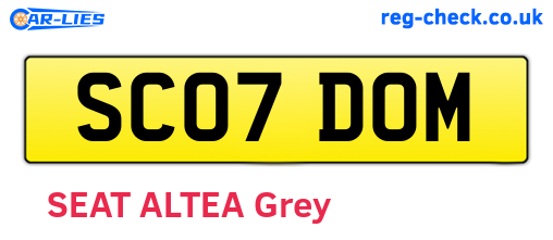 SC07DOM are the vehicle registration plates.