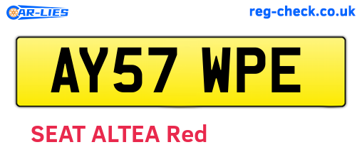 AY57WPE are the vehicle registration plates.