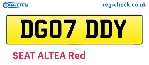 DG07DDY are the vehicle registration plates.