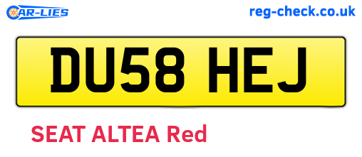 DU58HEJ are the vehicle registration plates.