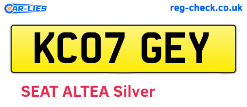 KC07GEY are the vehicle registration plates.