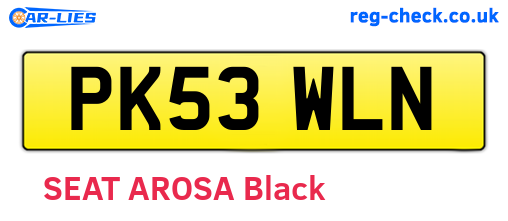 PK53WLN are the vehicle registration plates.
