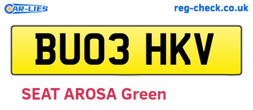 BU03HKV are the vehicle registration plates.
