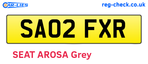 SA02FXR are the vehicle registration plates.