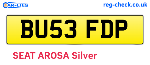 BU53FDP are the vehicle registration plates.