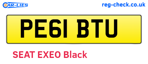 PE61BTU are the vehicle registration plates.