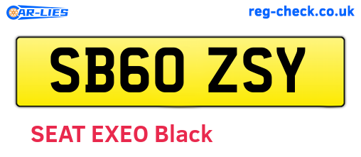 SB60ZSY are the vehicle registration plates.